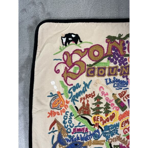 Catstudio Sonoma County Original Hand Embroidered Decorative Pillow 2012 USA 2 - Picture 5 of 16